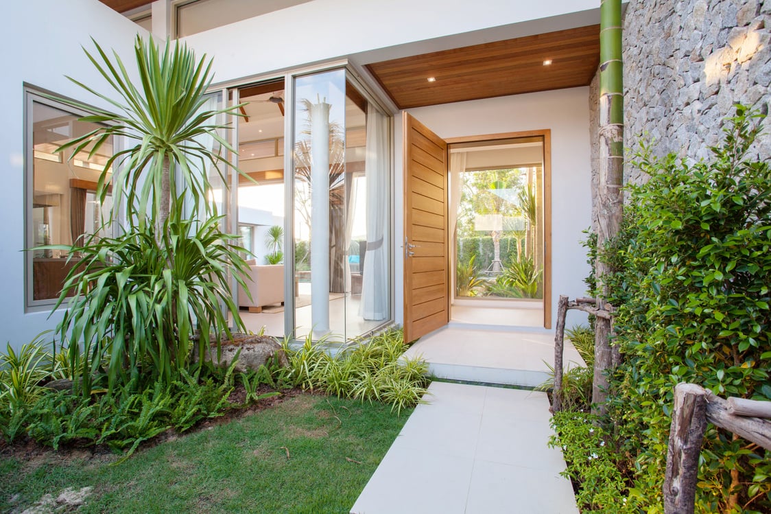 hallway house  Interior design with garden