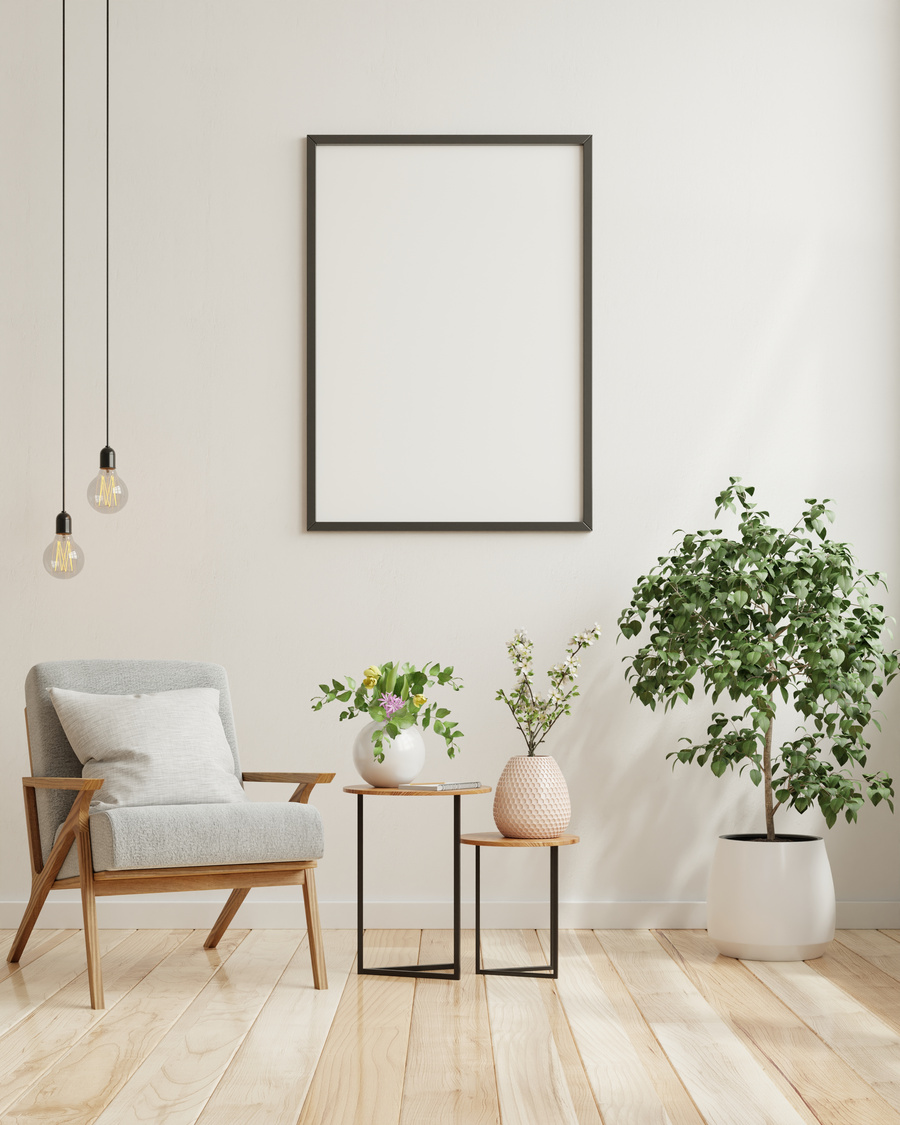 Empty Frame Hanged on Wall in a Minimal House Interior